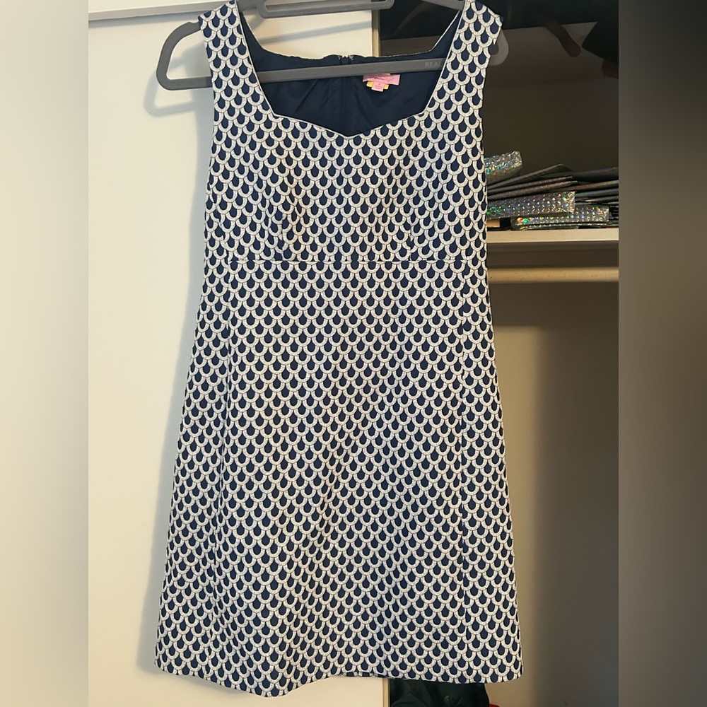 Lilly Pulitzer Navy and White Printed Mini Dress